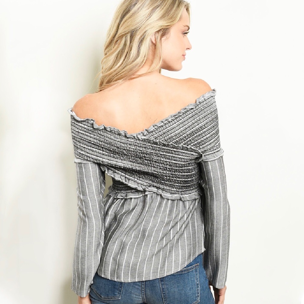 Catch Me If You Can Smocked Off The Shouldered Top - Picture 2 of 5